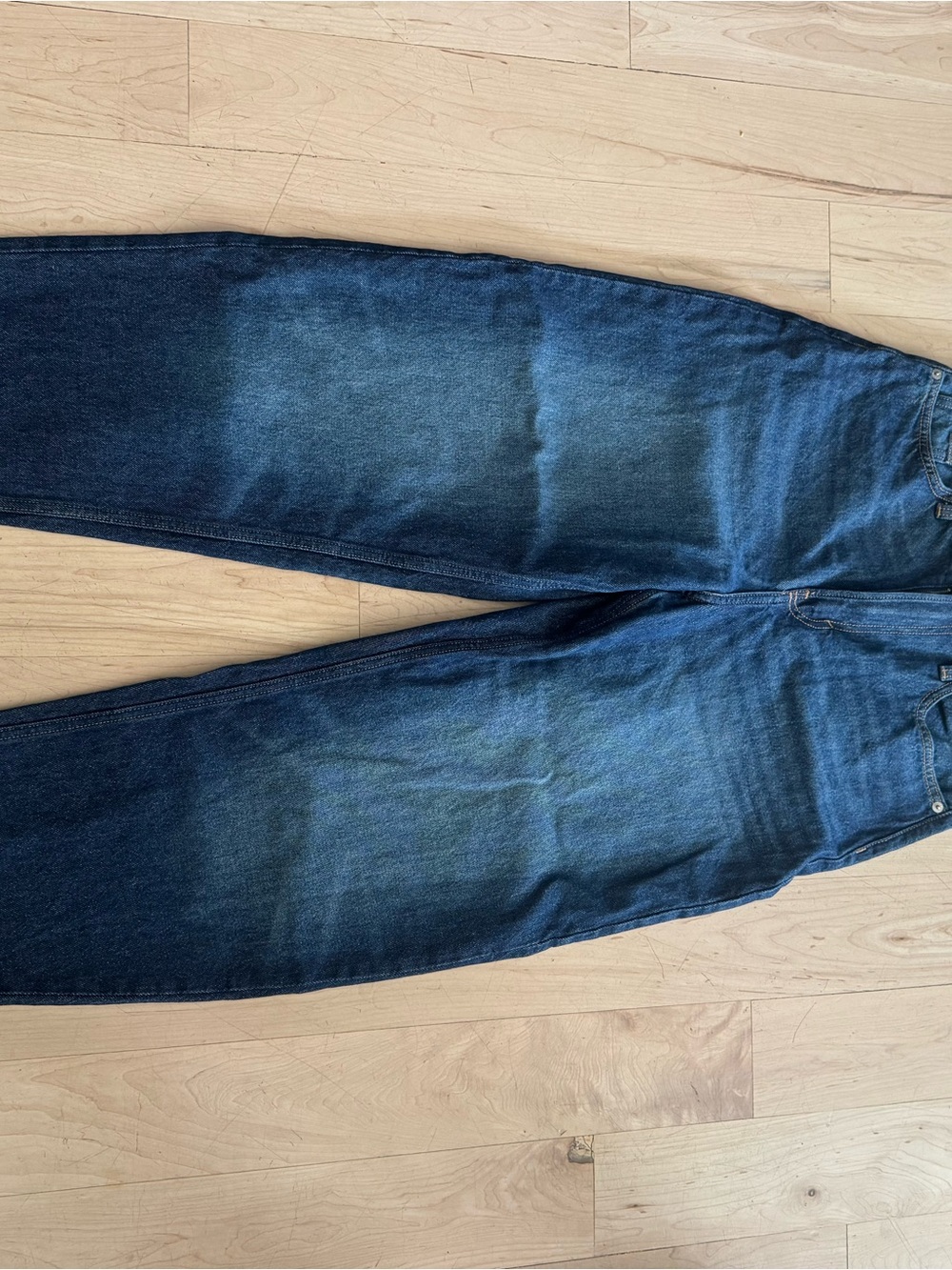 H&M NEW women’s barrel jeans size 4 Dark Blue loose fit high waist